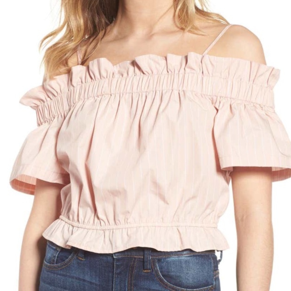 NWT Nordstrom BP Cold Shoulder Ruffle Pink Top